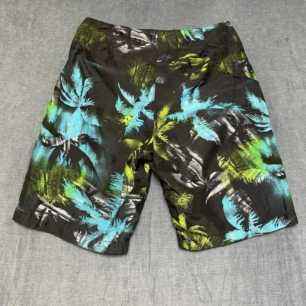 Fox Riders Co. Board Shorts Mens 34 Black Tropical Drawstring Surfing Beach Wear